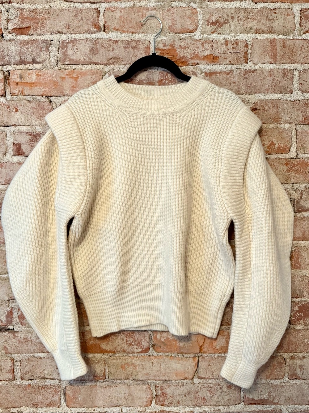 Astr Cream Ribbed Crewneck Sweater